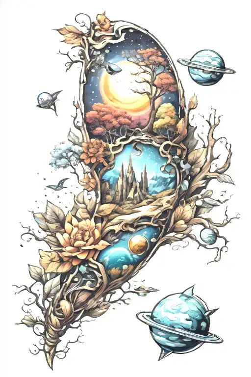 Nature And Space Theme Leg Sleeve