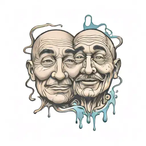 Sad And Happy Face United Without Realism Or Real Faces That Is Small