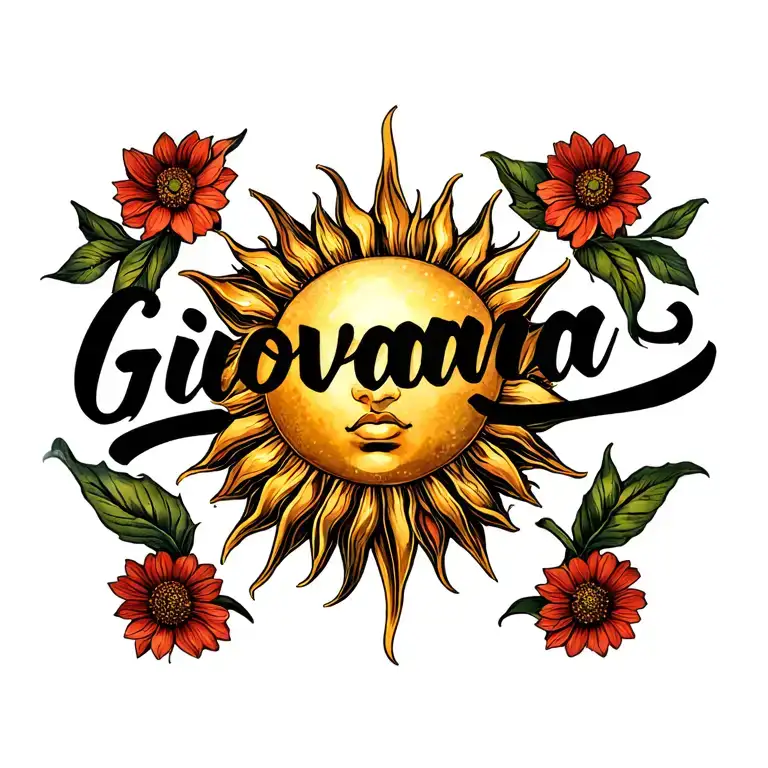 Giovana Name With A Sun In The Middle Of The Name