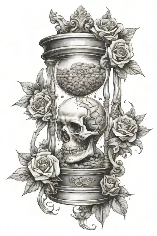 A Skull In An Hourglass Filled With The Sands Of Time