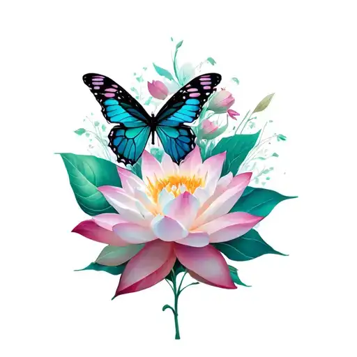 Sexual Abuse Survivor With Butterfly And Lotus Flower Blooming