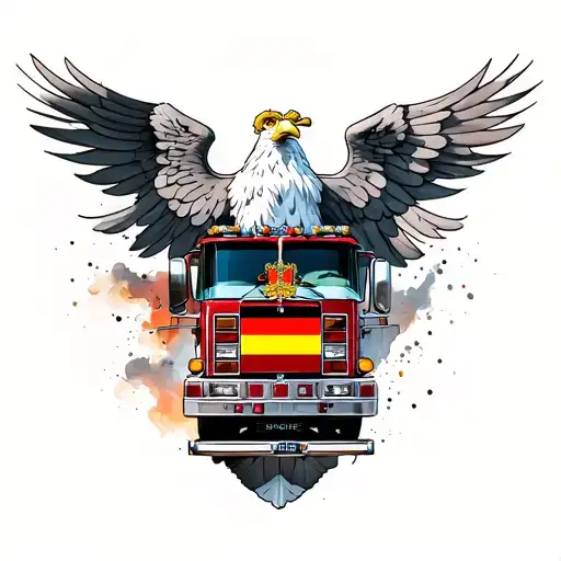 Fire Engine With Federal Eagle And Germany Flag