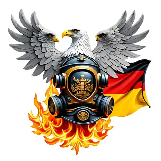 Feuerweuto With Federal Eagle And Germany Flag And Diving Helmet