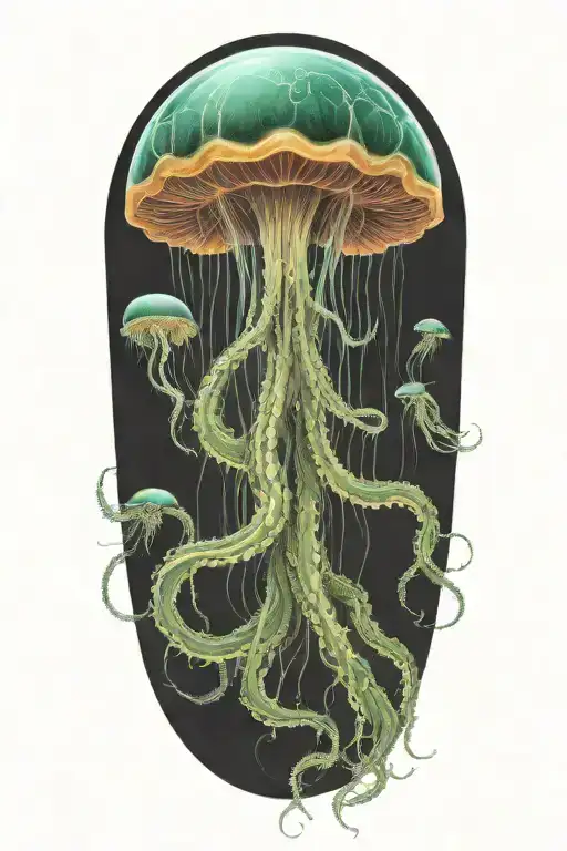 Cthulu Inspired Jellyfish Gracefully Swimming Underwater