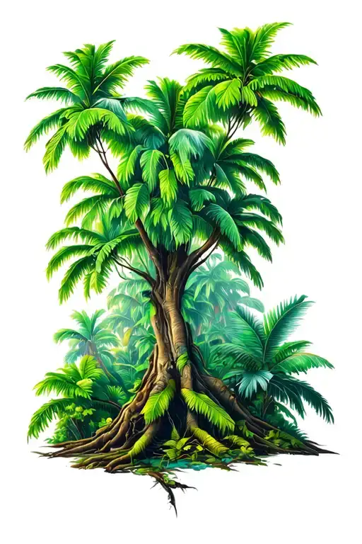 Kapok Tree With Jungle Plants