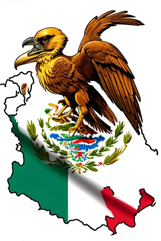 The Mexican Flag Coast Of Arms Bird With The Outline Of The Country Of Italy
