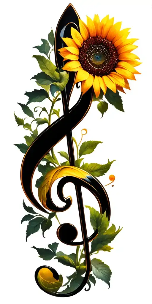 Treble Clef And Sunflower