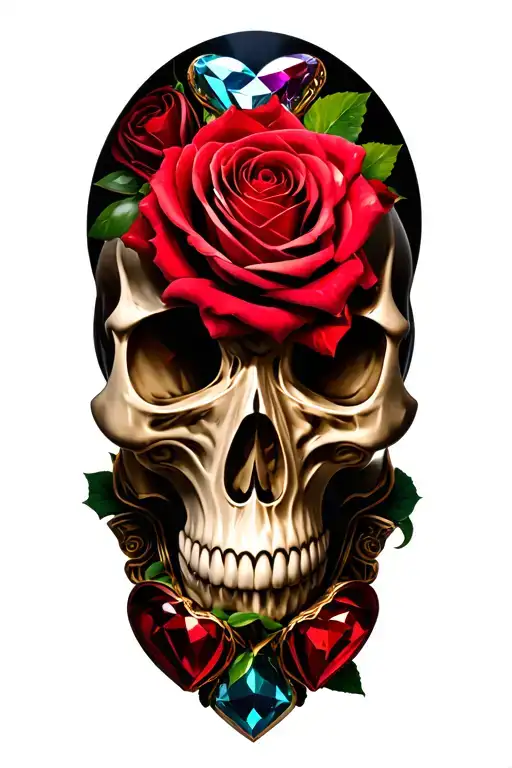 Hearts And Gems Skulls Roses
