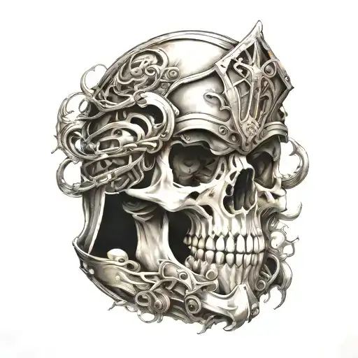 Knight Helmet Skull Inside