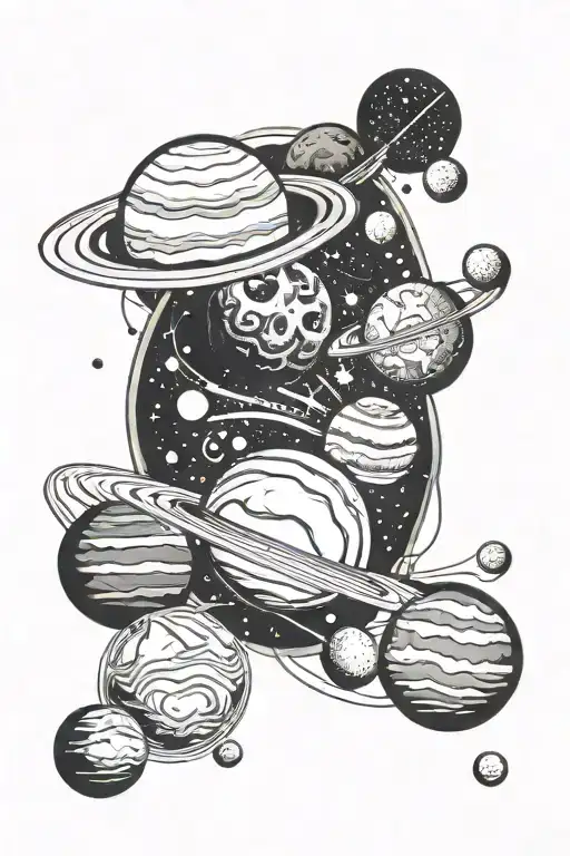 Glaxay Space Surrounded By Planets