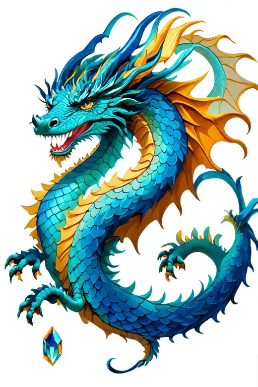 Blue Dragon With Scales Like Gems