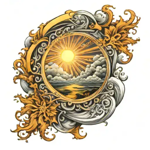 Mystical Sun In Spiral Clouds Surrounding