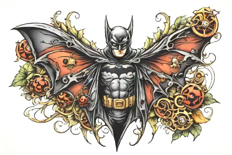 Batman Symbol With A Ladybug Perched Atop