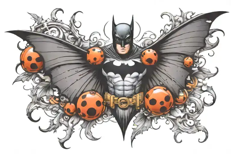 Batman Symbol With A Ladybug Perched Atop