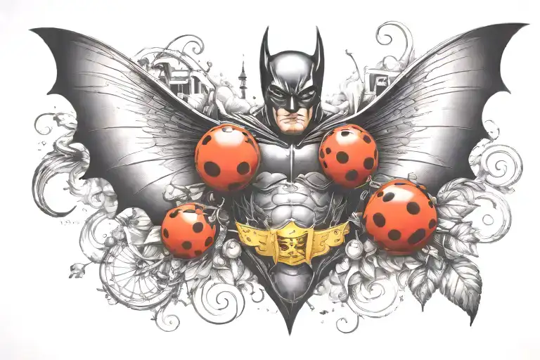 Batman Symbol With A Ladybug Perched Atop