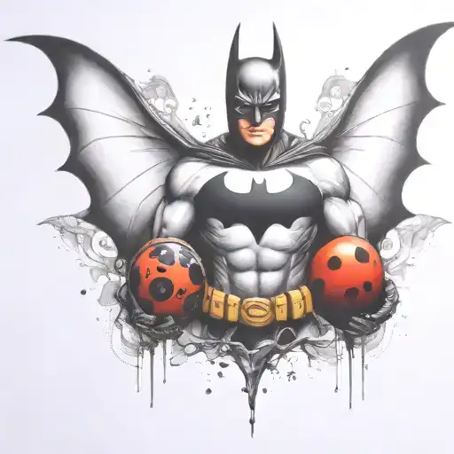 Batman Symbol With One Ladybug Perched Atop