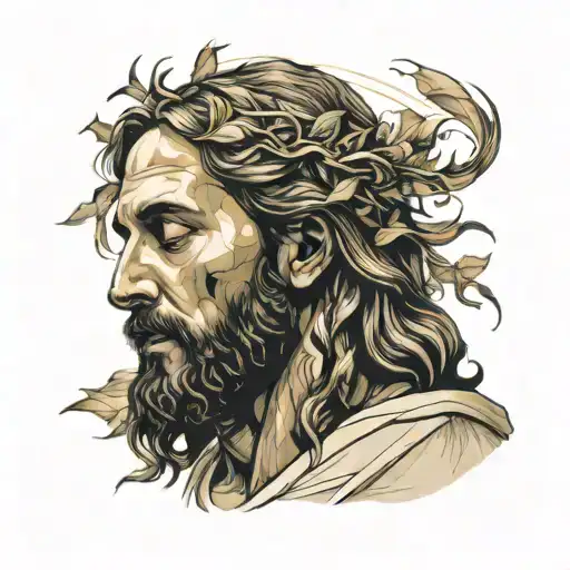 Jesus Christ Eyes Closed Looking Down Portrait
