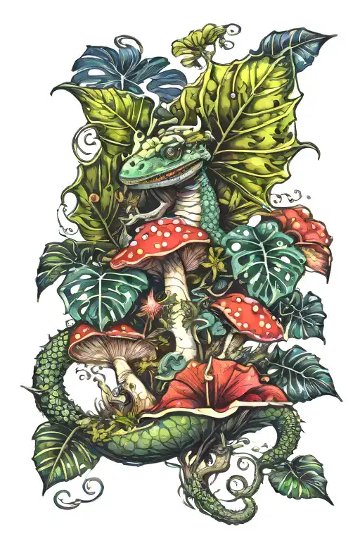 Monstera Mushroom Fairycore Dragon