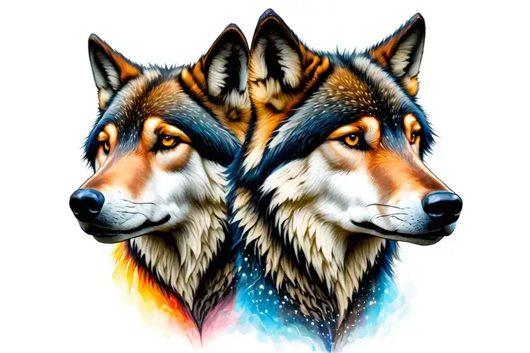 Two Wolf On My Chest To Hide My Nipples