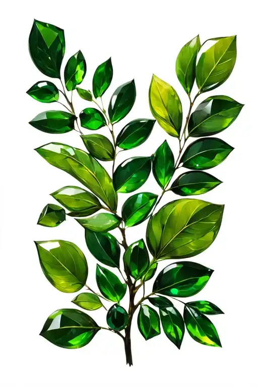 Gemstone Of Different Greens Forming Eucalyptus Leaves