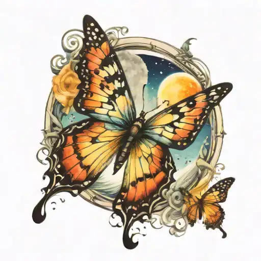 Butterfly And Moon