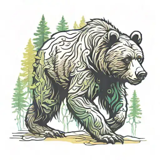 Bear Walking In A Forest