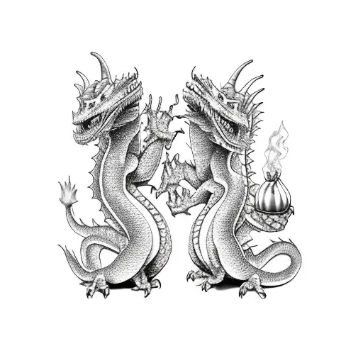 2 Dragones Comiendo La Cola Del Otro Dragon