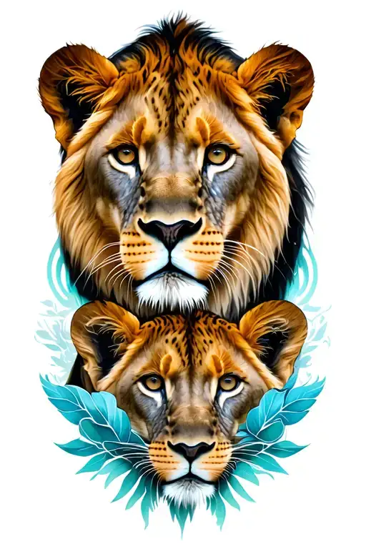 Lioness Protecting Her Cubs Mandala Background