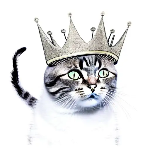 Cat With Crown In Forest