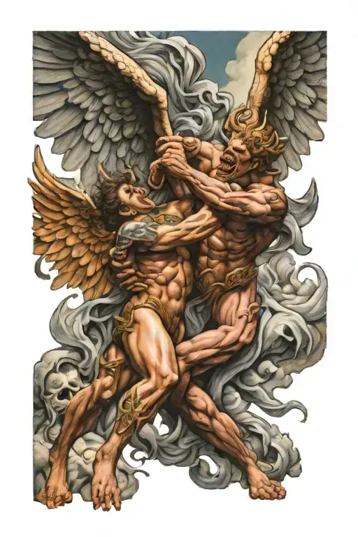 Angel Fighting A Demon Half Angel