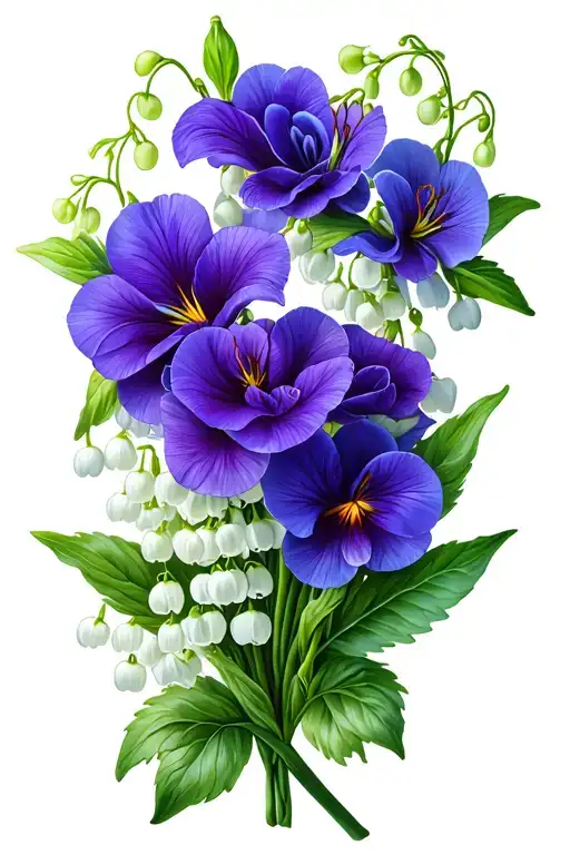Lily Of The Valley Intertwined With Violets And Carnations