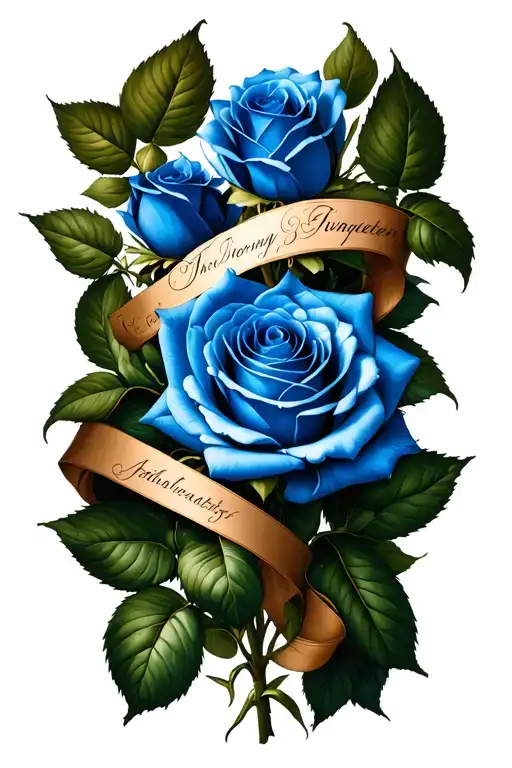 Blue Roses Intertwined With Names Intertwined