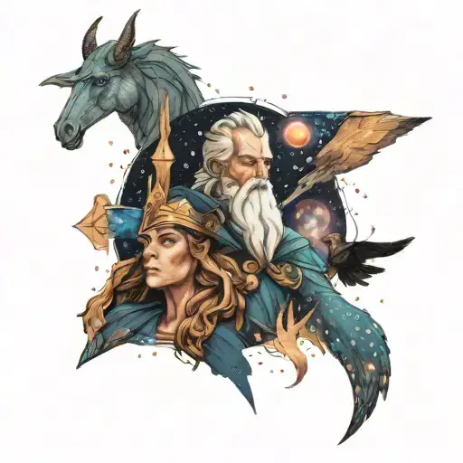 Odin And A Valerie In A Galaxy Background