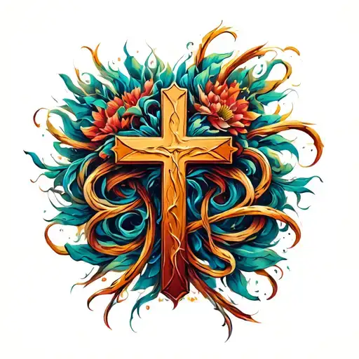 Word Faith With A Cross Intertwined