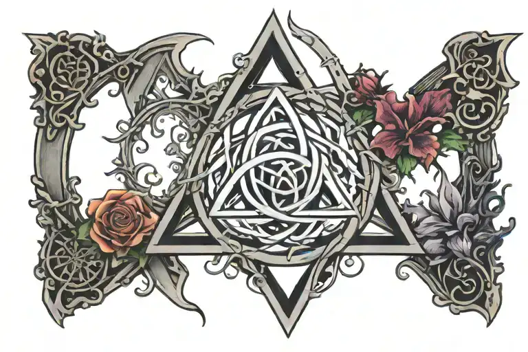 Gothic Triquetra Front And Center Surrounded