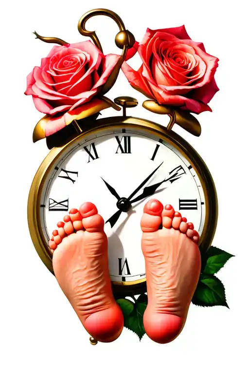 Baby Feet Roses Time Clock