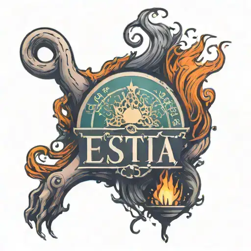 A Minimalist Design Of A Hearth With The Word Estia Incorporated Into It