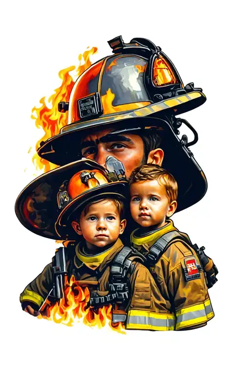 Represents His 2 Children Lucas And Florian Cross Bushfire Fighter