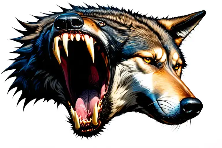Realistic Wolf Bad Mouth Open