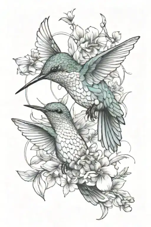 Hummingbird Flowers Intertwined
