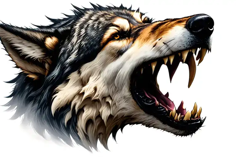 Realistic Wolf Bad Mouth Open