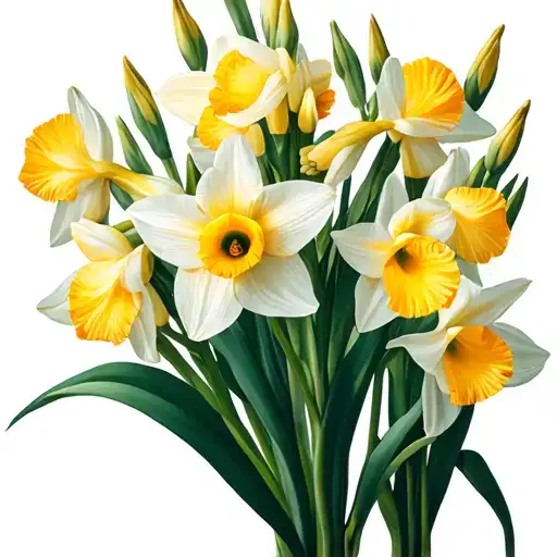 Color Daffodils And Gladiolus Flowers