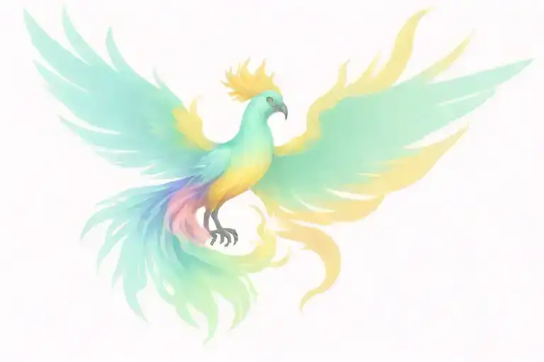 Pastel Phoenix Rising From The Ashes Symbolizing Overcoming Ptsd
