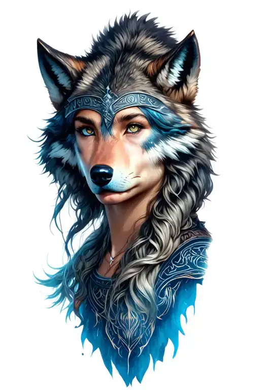 Wolf Viking Girl Looking