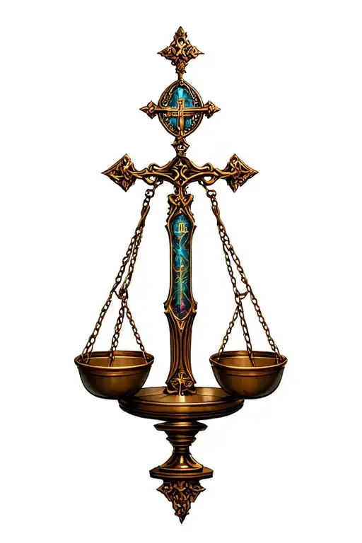 Very Detailed Gothic Catholic Style Libra Scale