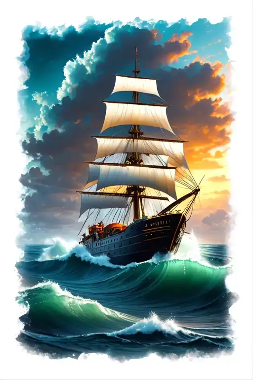 Ship In The Ocean Waves
