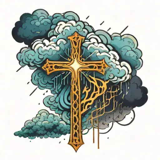 Cross Surrounded My Rain Cloud Background