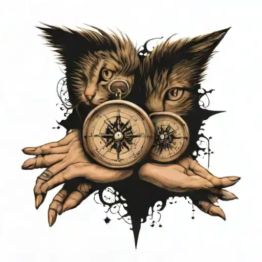 Long Distance Best Friend Tattoos With Compass Design