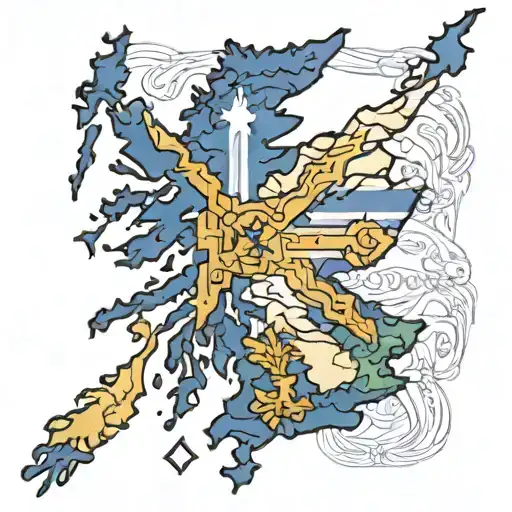 Scottish Map Flag Intertwined
