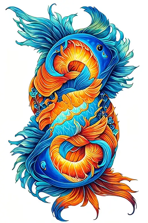 Aquarius And Pisces Symbol Intertwined